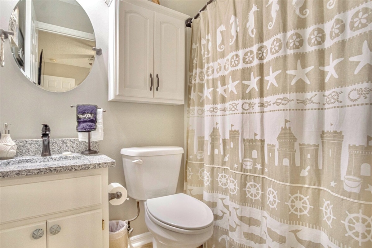 Master bathroom with tub/shower combo