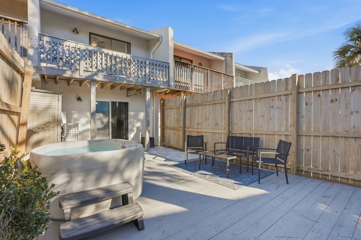 Back Yard with Private Hot Tub and Seating Area