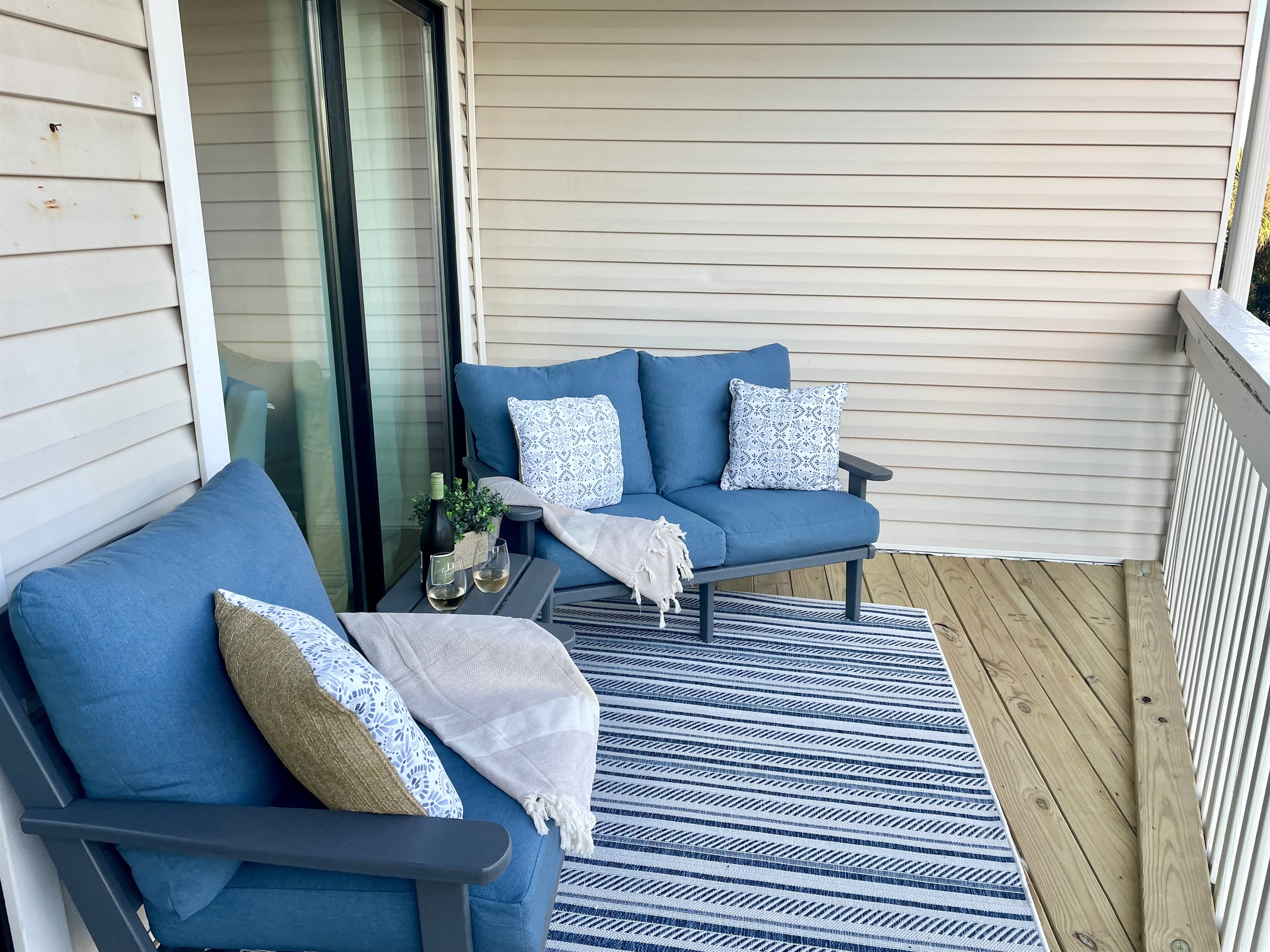 new deck and furniture off main living area