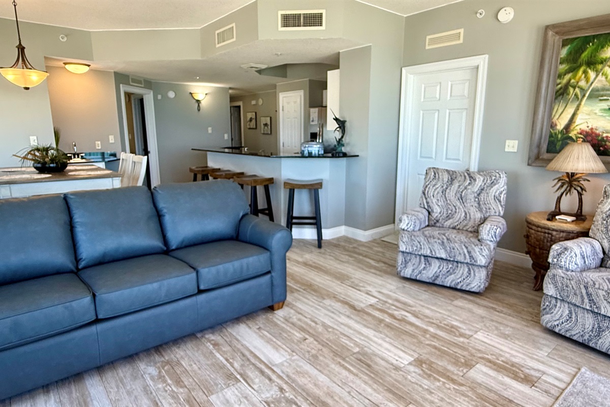 Living Area with sleeper sofa and reclining chairs