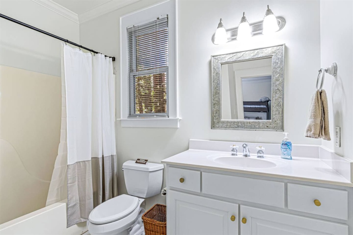 Shower/Tub Combo with Brightly Lit Vanity