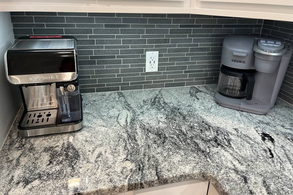 We offer Folgers coffee and K-cups with 2 different coffee makers