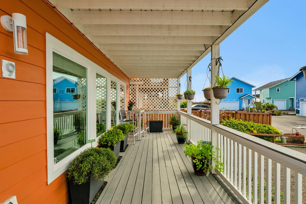 Enjoy your morning coffee on the bistro set, surrounded by an herb garden and hummingbird-attracting flowers