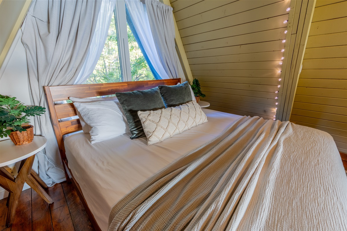 Sheers and room darkening curtains will have you sleeping like there is no care in the world.