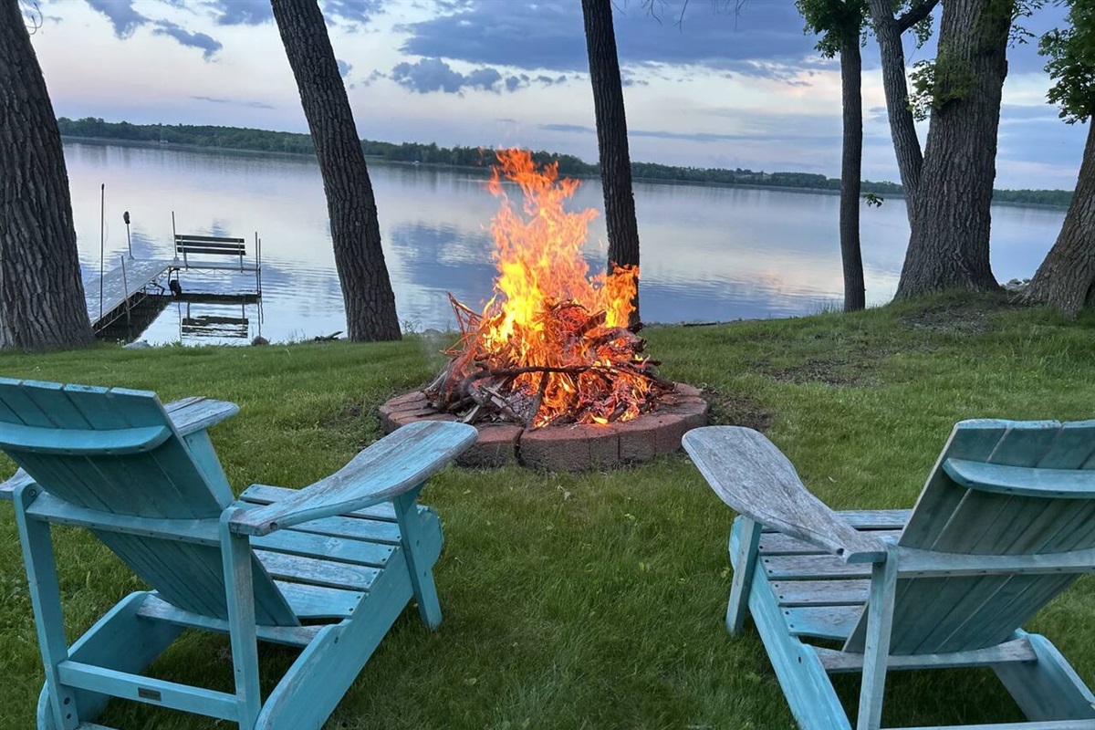 Relax by the campfire overlooking the lake