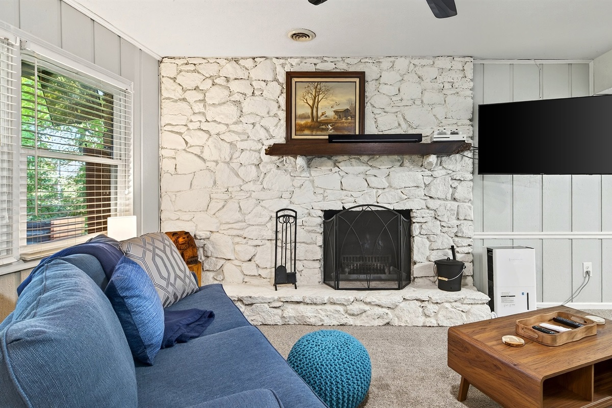 Wood burning fireplace