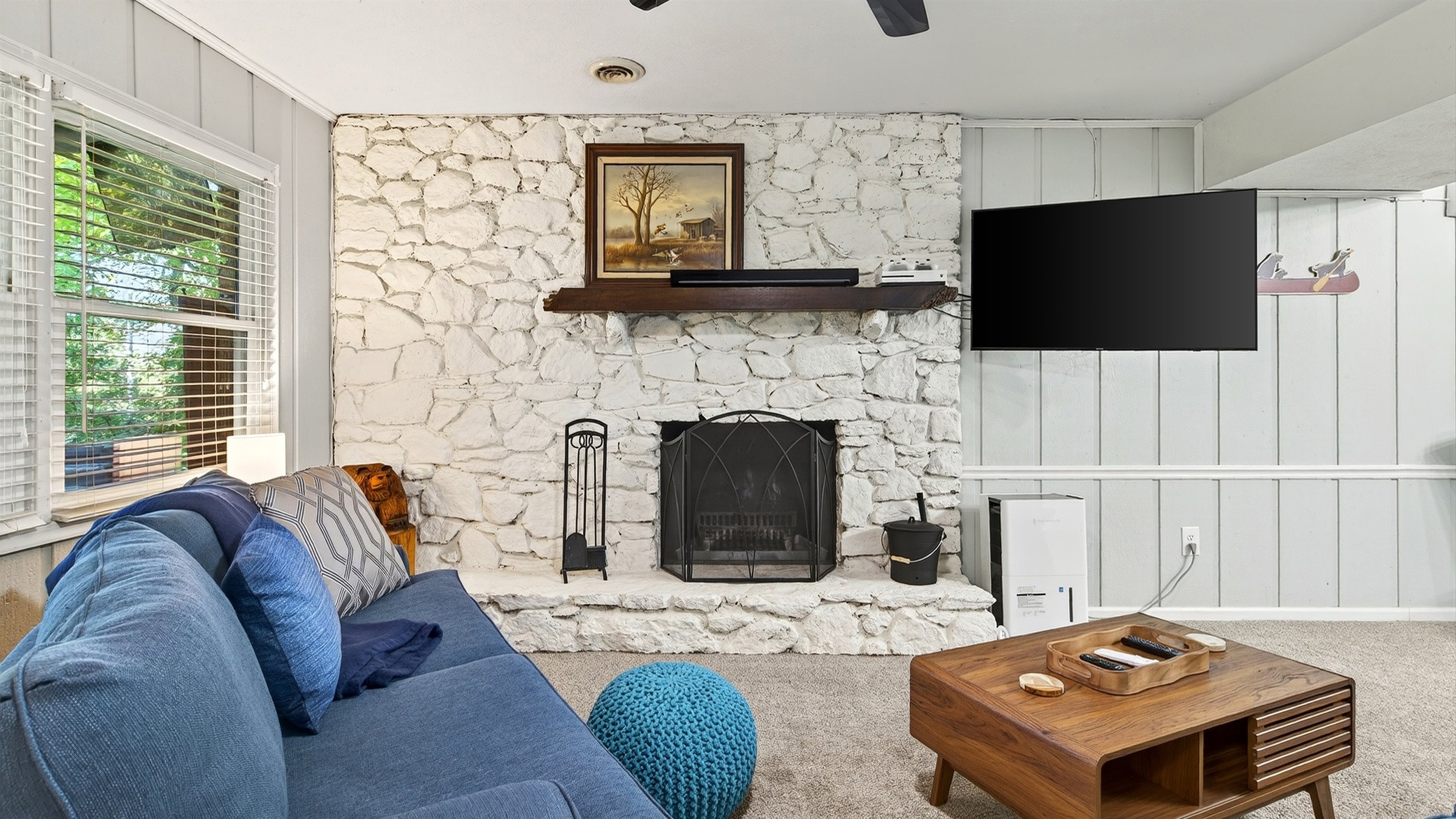 Wood burning fireplace