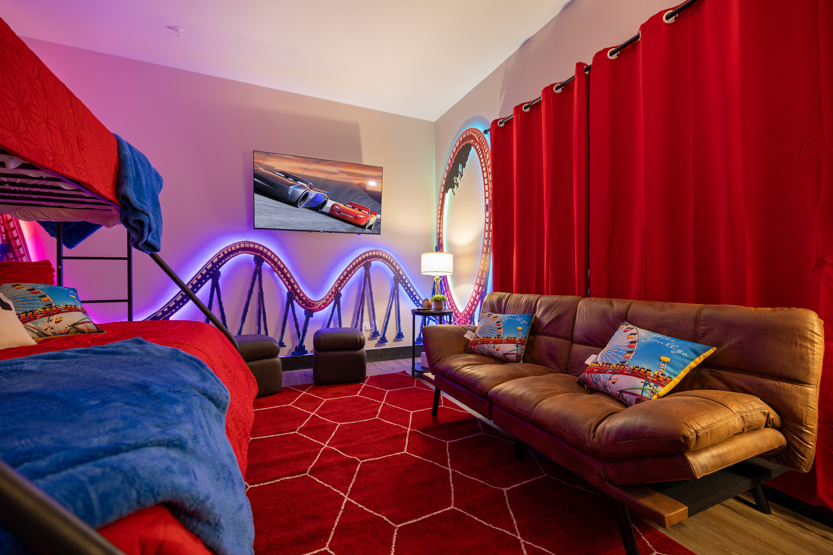 Room to lounge with the coaster looping overhead.