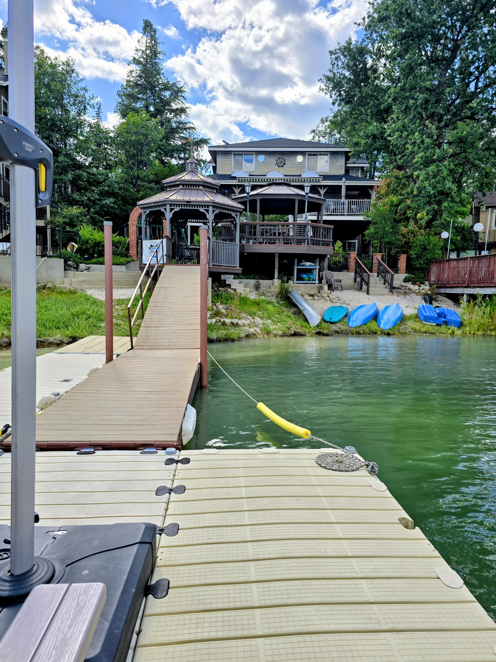 View from the right side of the dock looking back at the lakehouse
