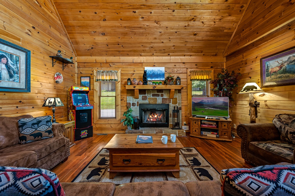 Bright and airy living room with homey touches throughout