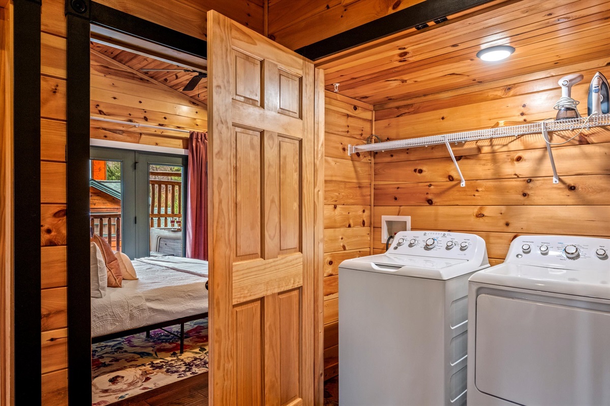 A large high efficiency washer and dryer will keep everyone's clothes clean and fresh.