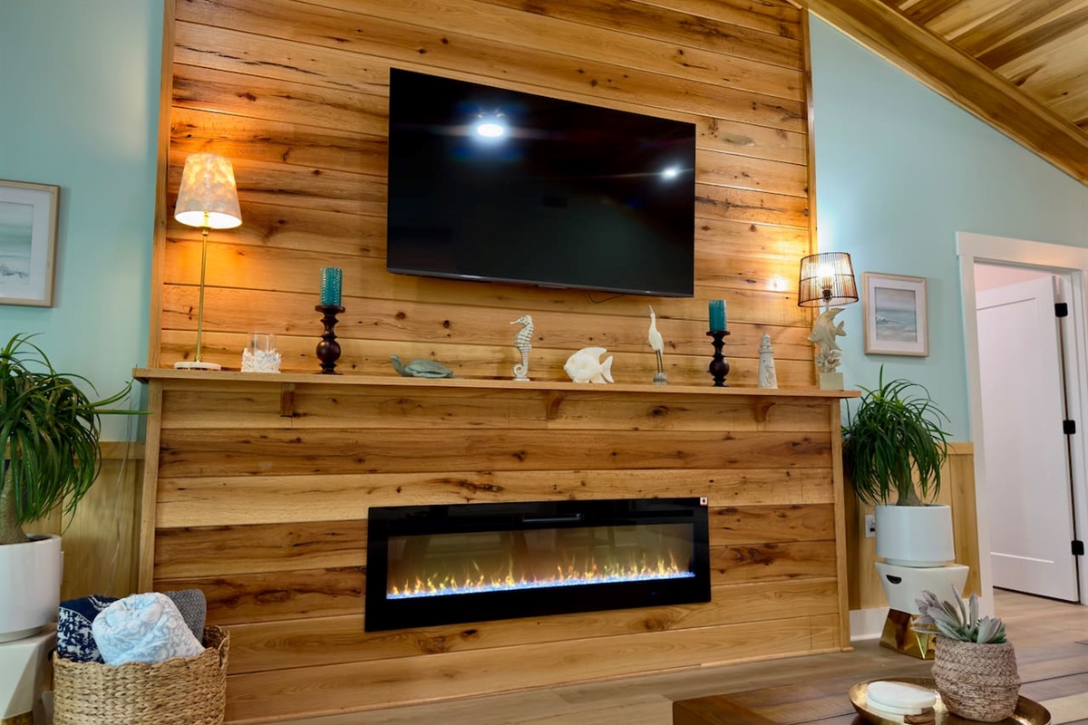 Relax in a vibrant space centered around a warm fireplace.