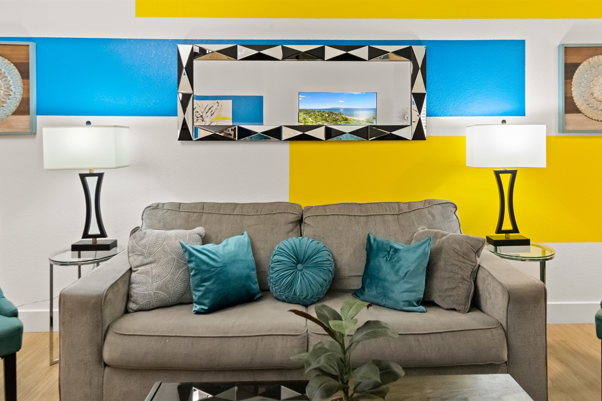 Comfortable sectional sofa perfect for movie nights