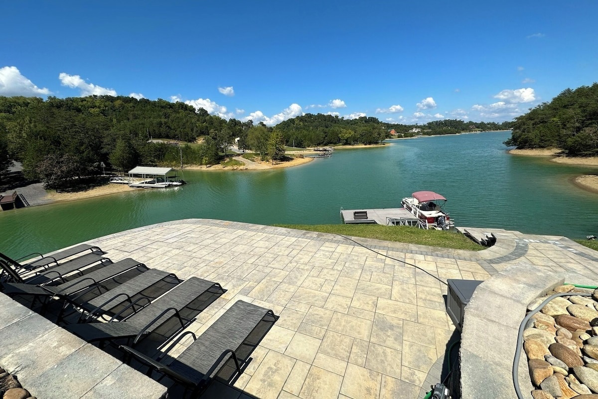 Large bottom patio for lounging, sunning and enjoying the view.