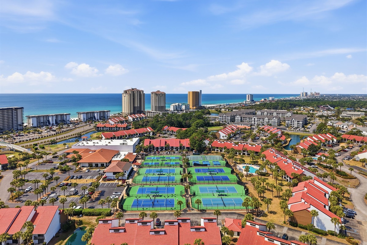 Edgewater's expansive property comprising of pickleball, tennis, shuffleboard courts, golf course and conference center