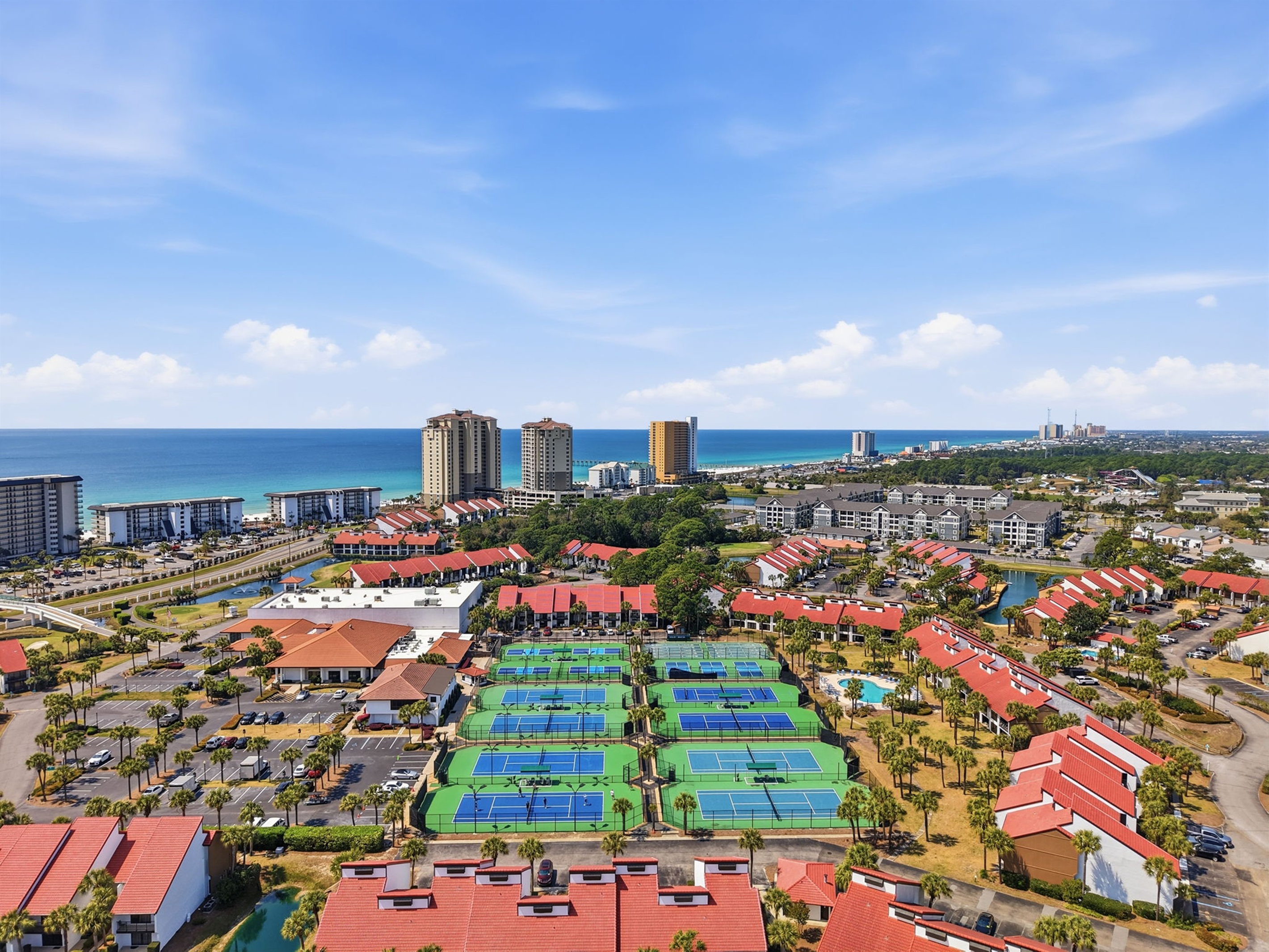 Edgewater's expansive property comprising of pickleball, tennis, shuffleboard courts, golf course and conference center