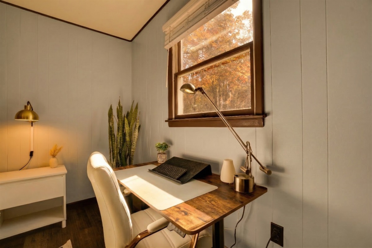 [Workspace] Standing desk, Bluetooth keyboard and surge protector outlets
