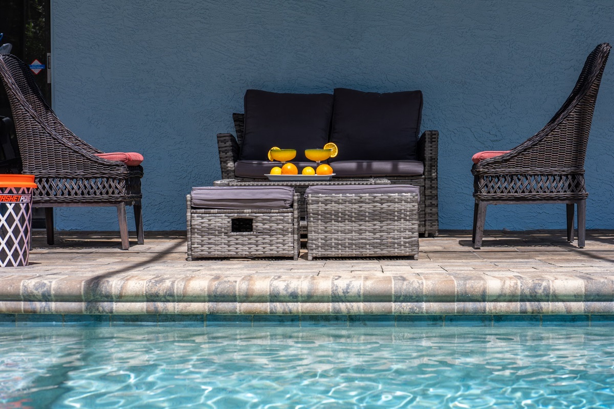 Whether you're floating in the pool or sipping lemonade in the shade, this fully enclosed backyard is designed for both relaxation and entertainment.
