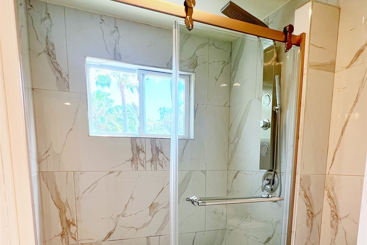 Enjoy a refreshing shower before heading out for another island adventure.