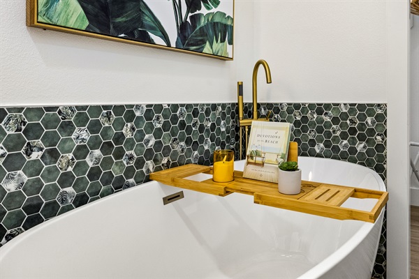 Enjoy a relaxing soak in this beautiful tub.