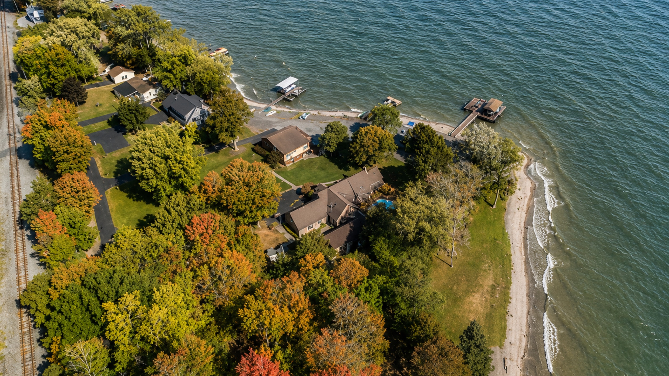 Stunning aerial of your private waterfront paradise with crystal shoreline and total seclusion. Nature lovers will feel right at home.