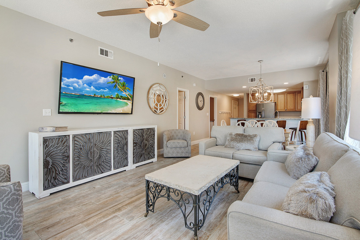 Plenty of seating with a 70in Smart TV