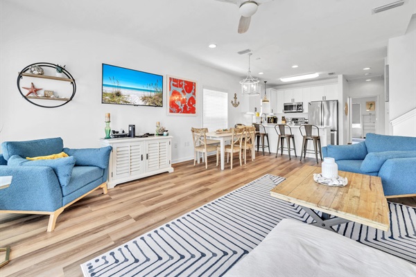 This family room is a great place to gather for movies or games after a fun day on 30A