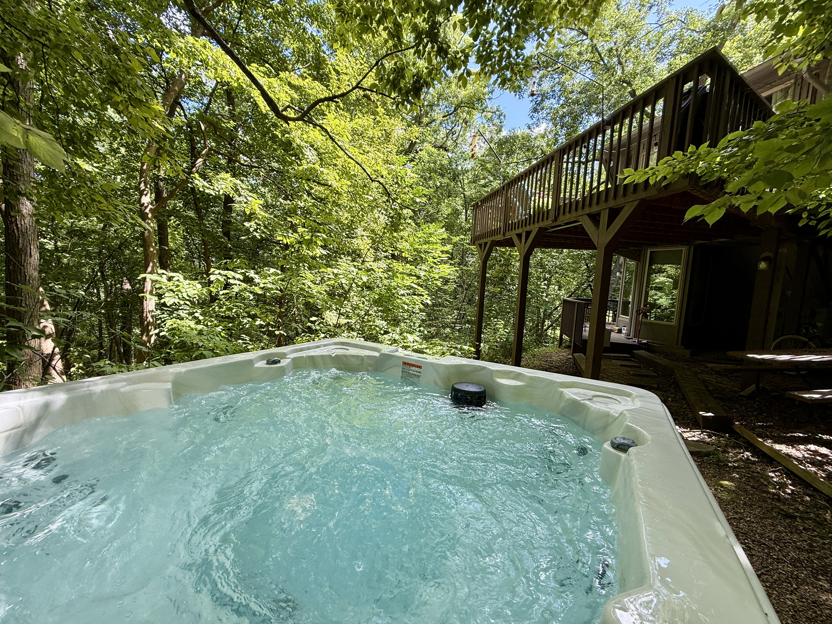 Relaxing hot tub in the woods