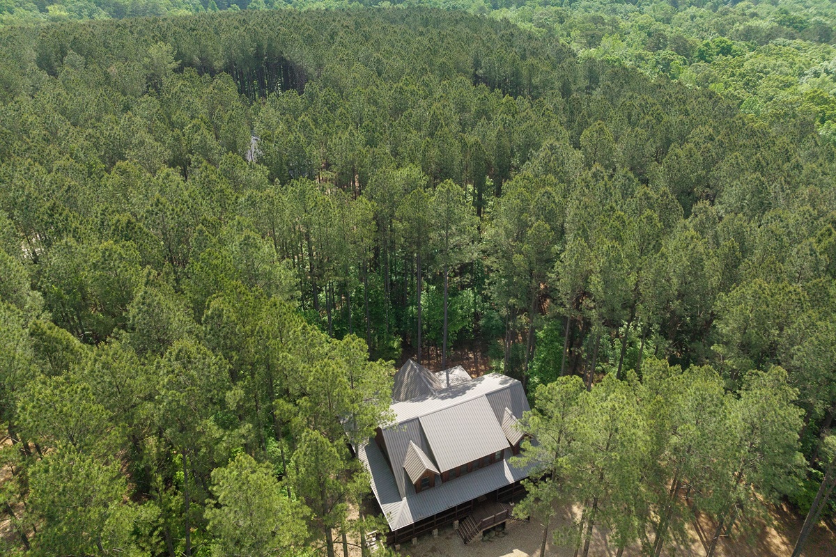 This birds' eye view showcases the beautiful landscape of the property