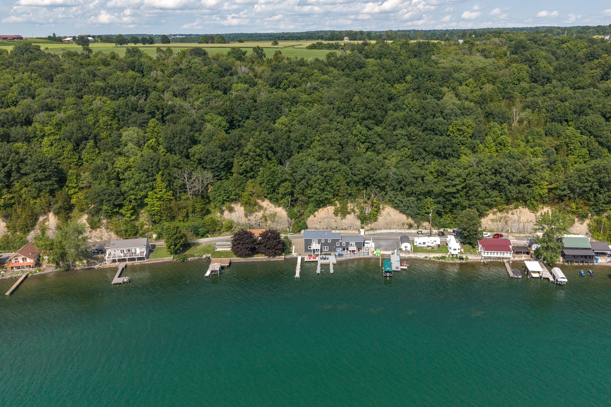 Panoramic view across the lake and shoreline