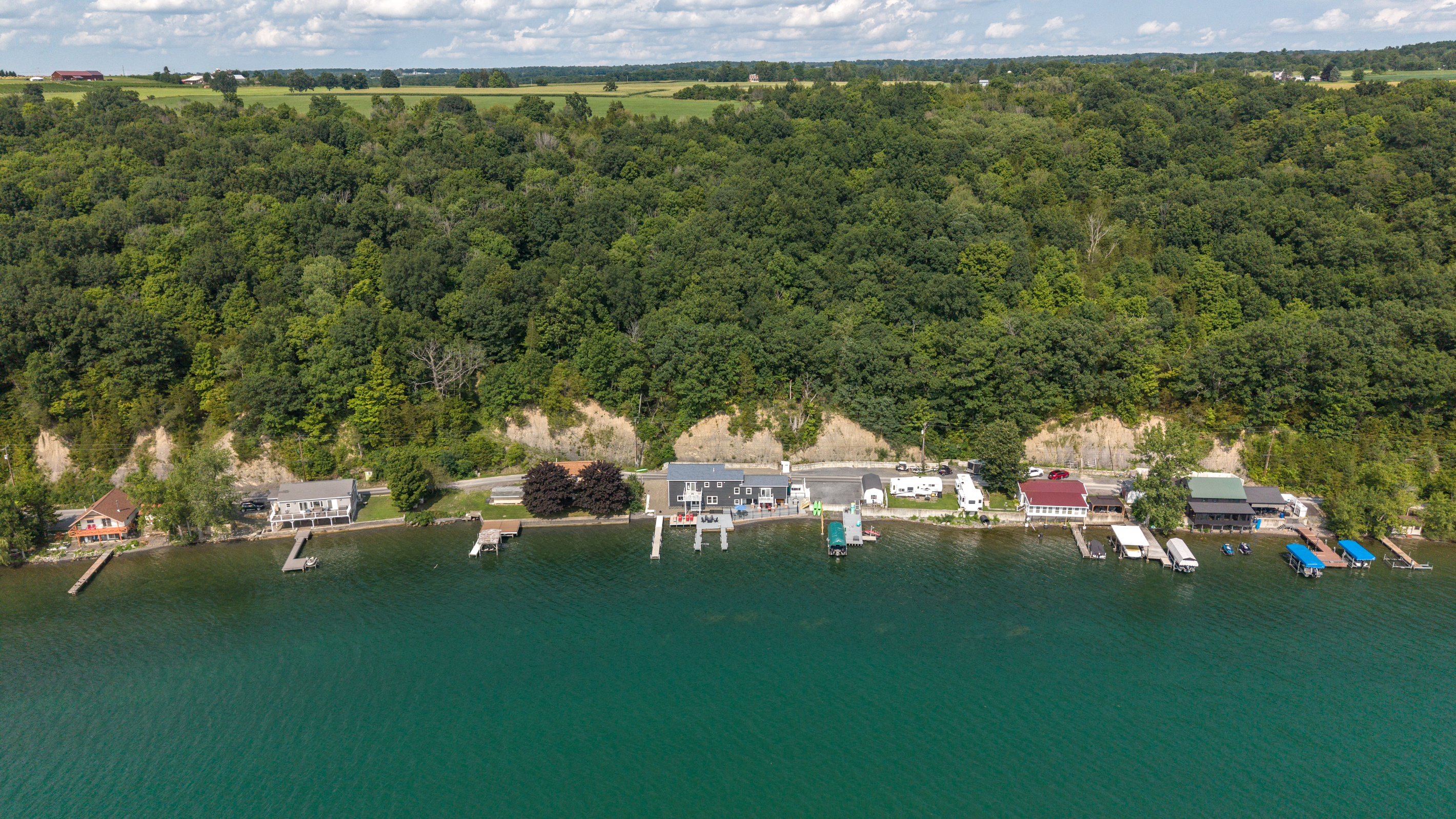 Panoramic view across the lake and shoreline