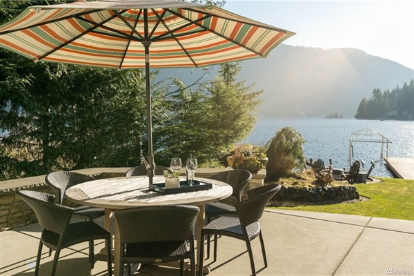 Back patio with outdoor dining, perfect for meals al fresco.