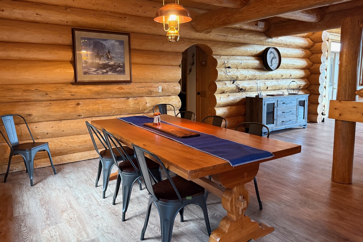 Dining room table open to kitchen 