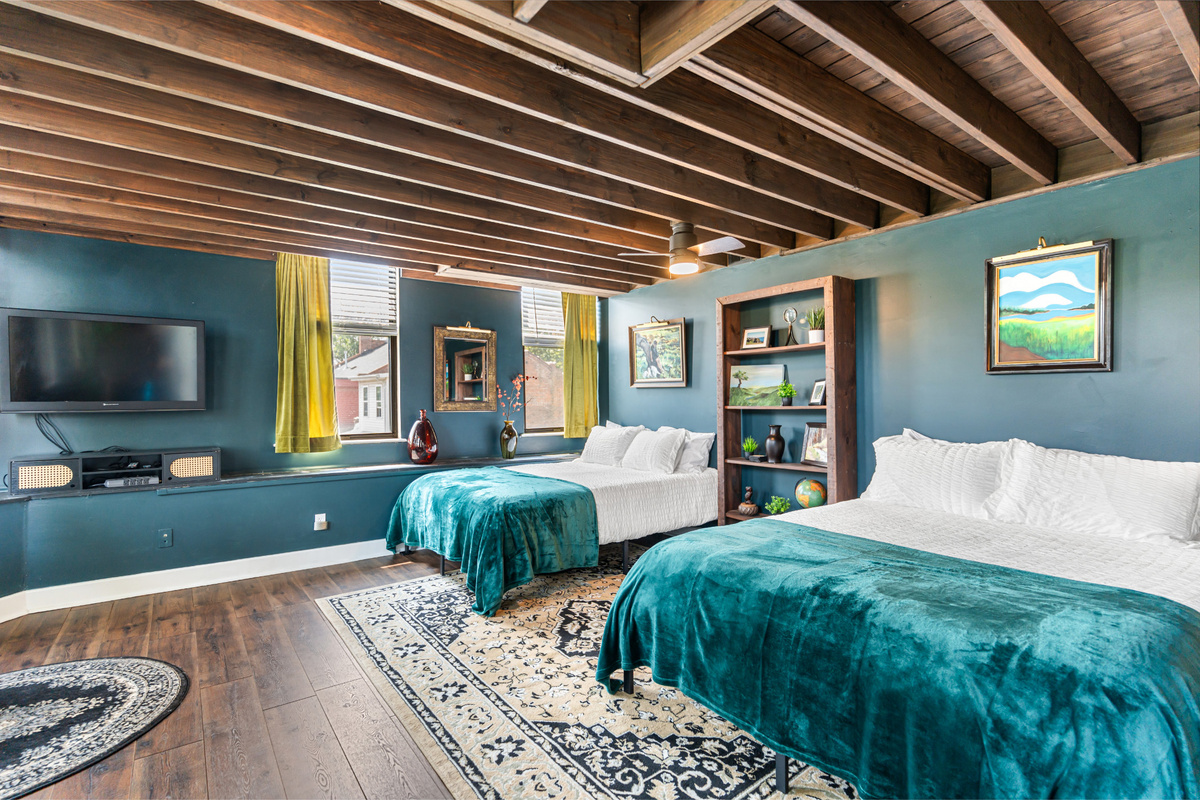 Room to spread out, sleep comfortably and wake beneath the character of original exposed beams.