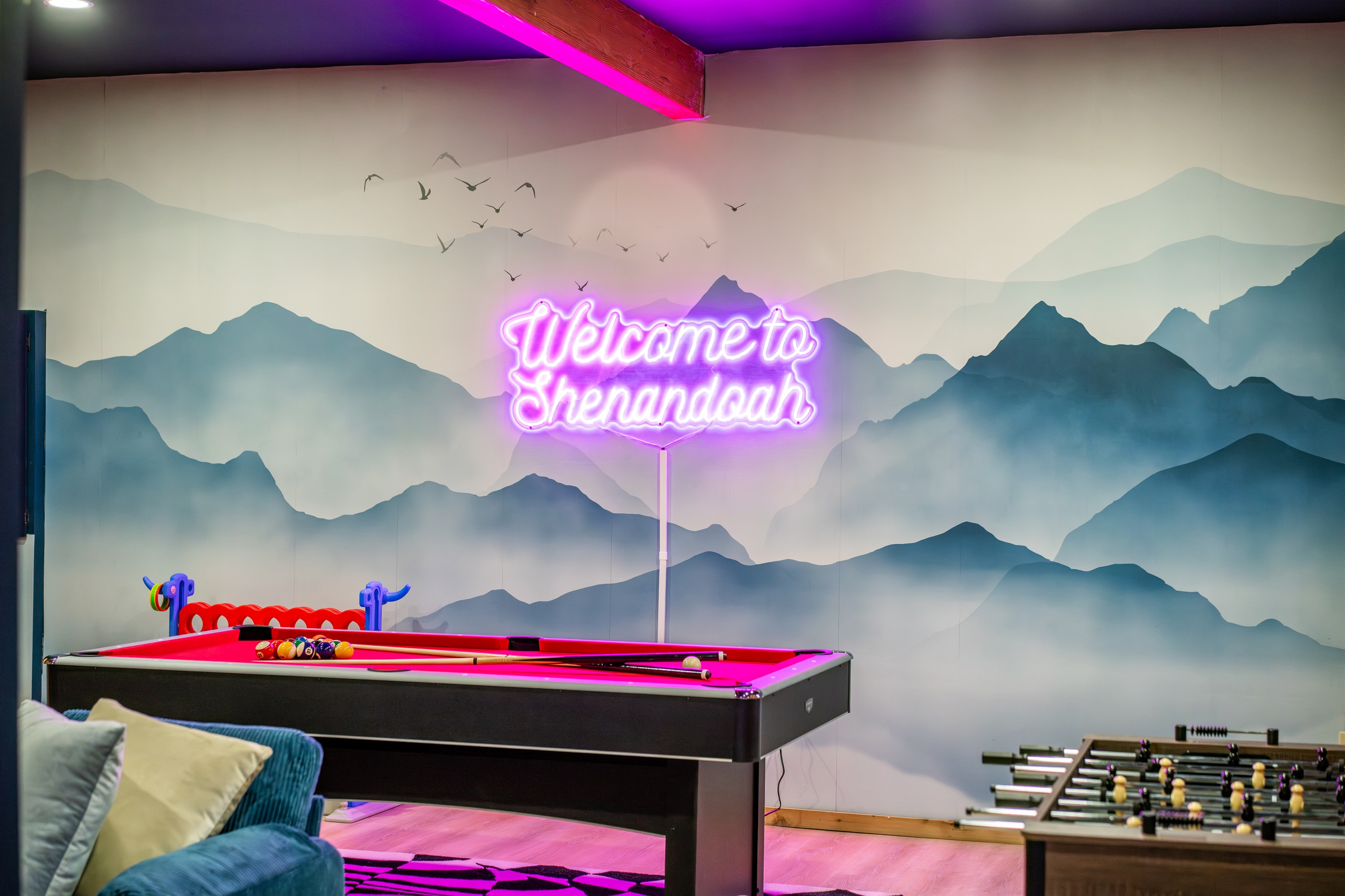 Your private indoor game room is stocked for friendly competition, from foosball matches to pool tournaments.