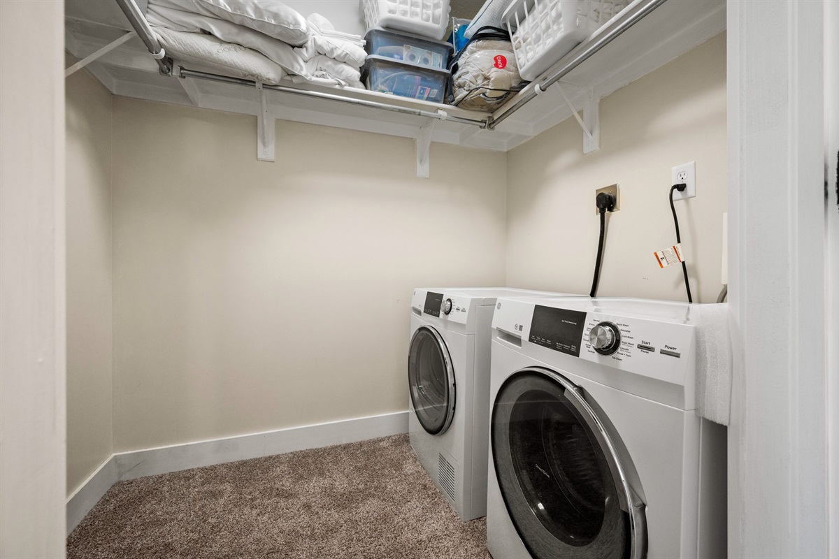 In-unit washer and dryer for extended stays and convenience.