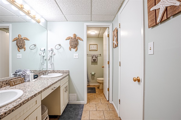 Double vanity off bedroom