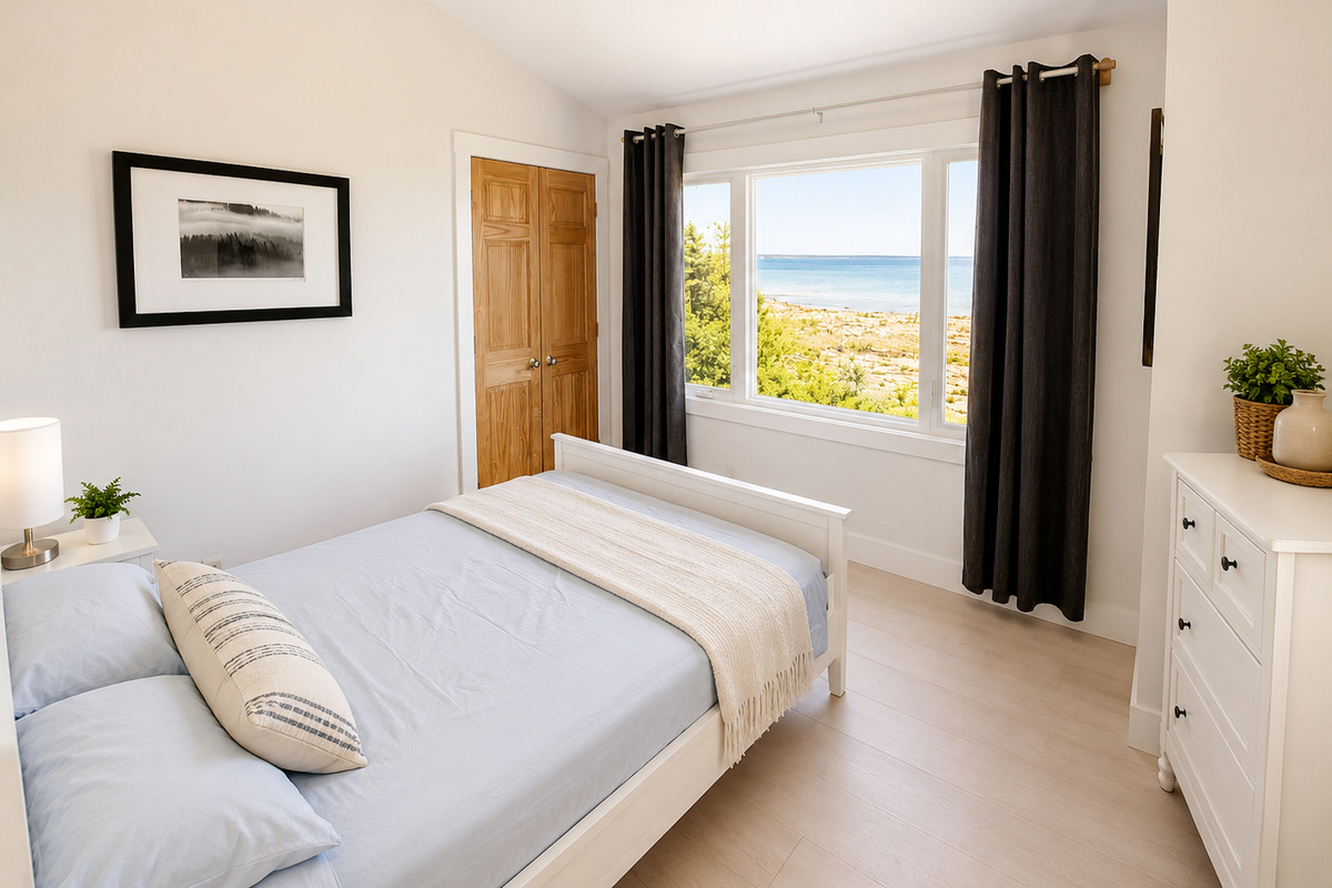 Second Bedroom - Queen Bed with Lake Huron views