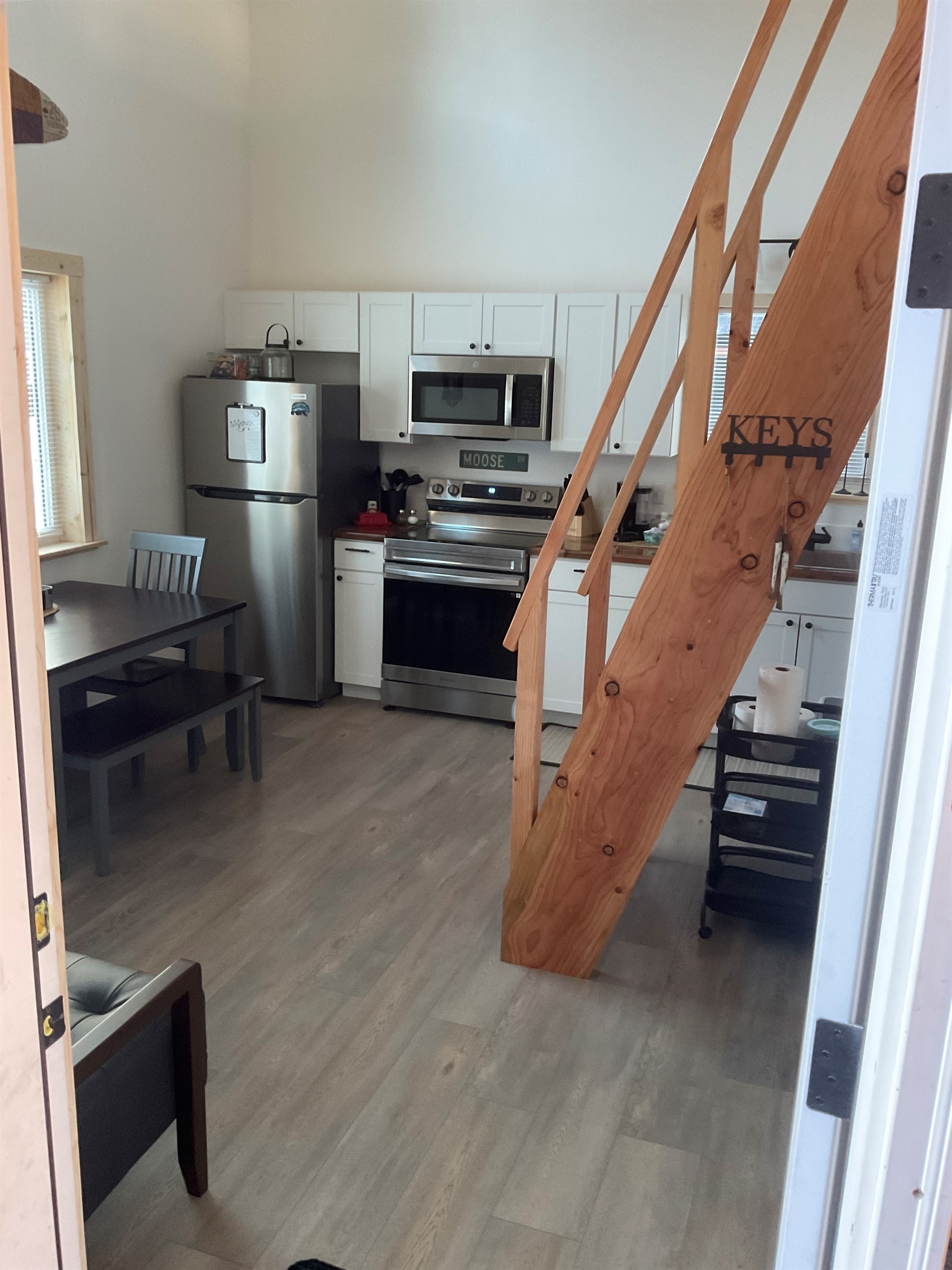 Downstairs kitchen and dining area.