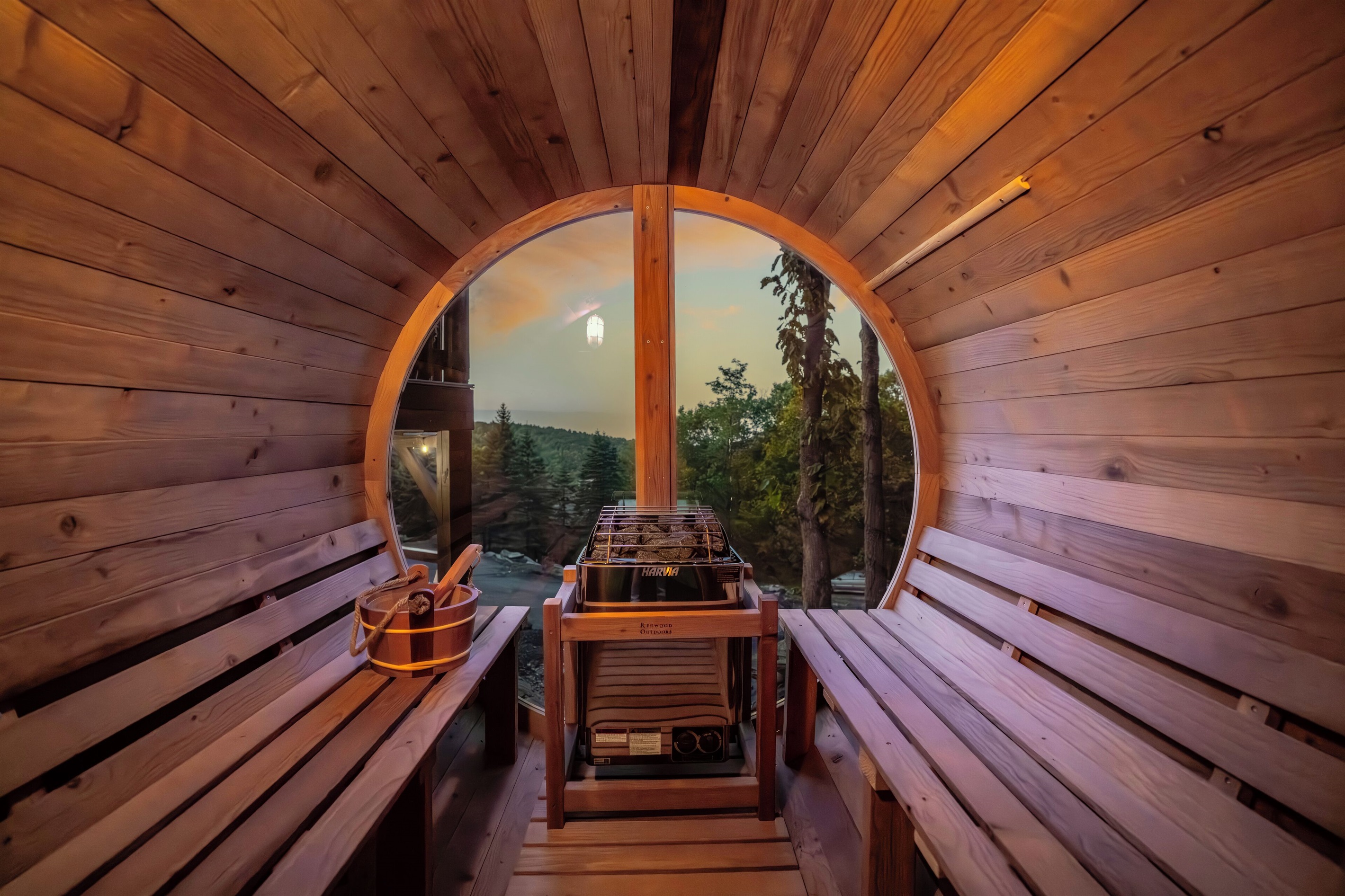 Redwood Outdoor cedar barrel sauna