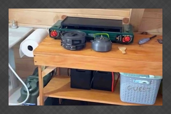 This house is powered by 4 large solar panels outside and we've upgraded to two 100ah batteries. 

Current set up includes the batteries being hidden and inaccessible to guests.