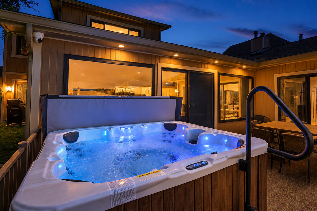 End the day with a relaxing soak in the private hot tub, surrounded by the peaceful waterfront setting near Lake St. Clair. A perfect spot to recharge while enjoying the beauty of Michigan's waterfront.