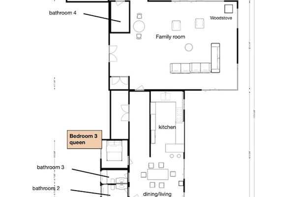 Partial layout of the house to help you plan your group's sleeping arrangements.