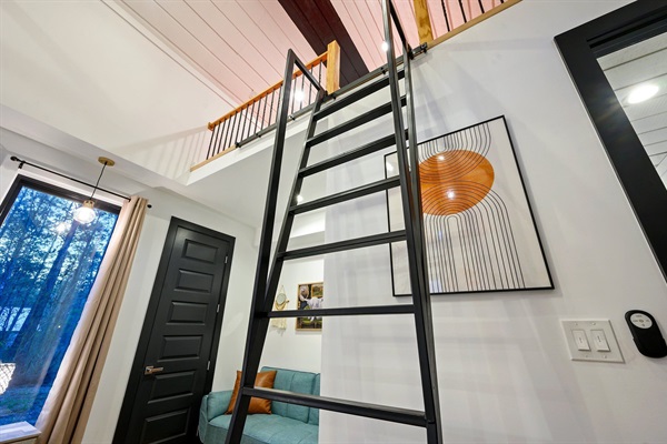 A unique ladder leads to your private workout space.
