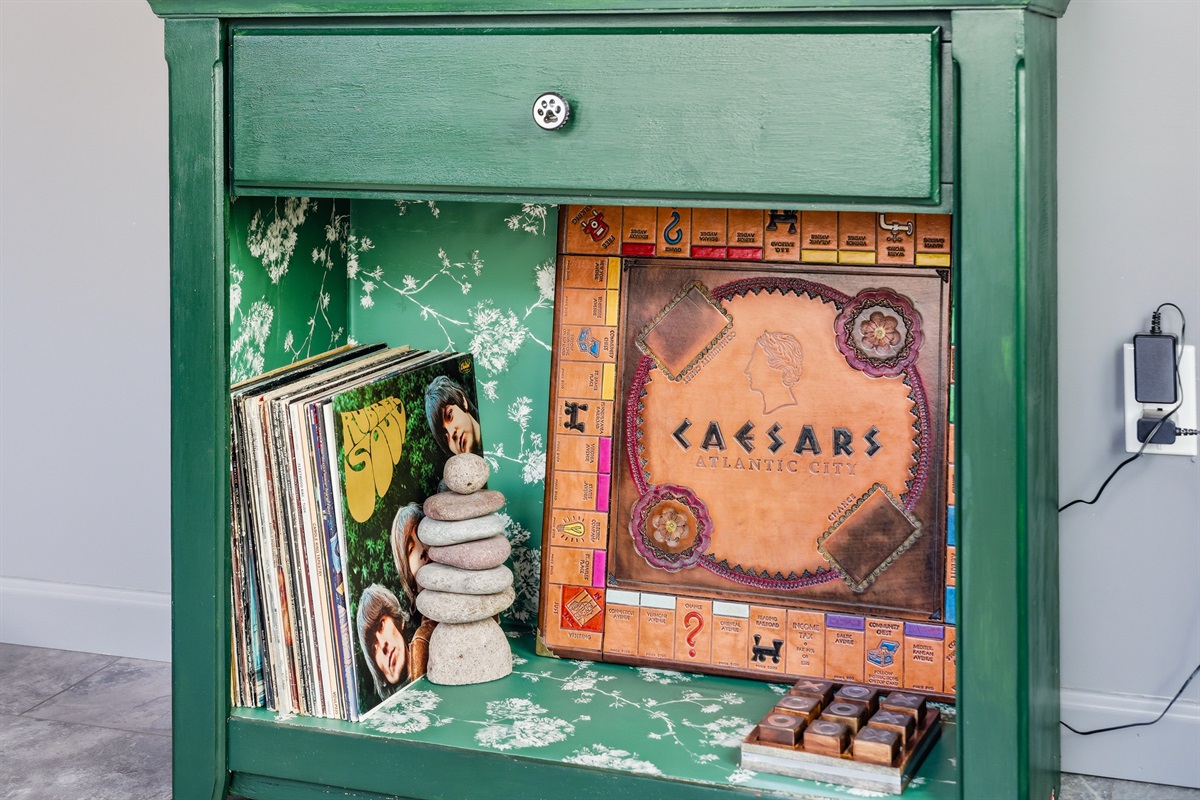 Choose your favorite artist from our vinyl collection or select board games to enjoy with friends and family!