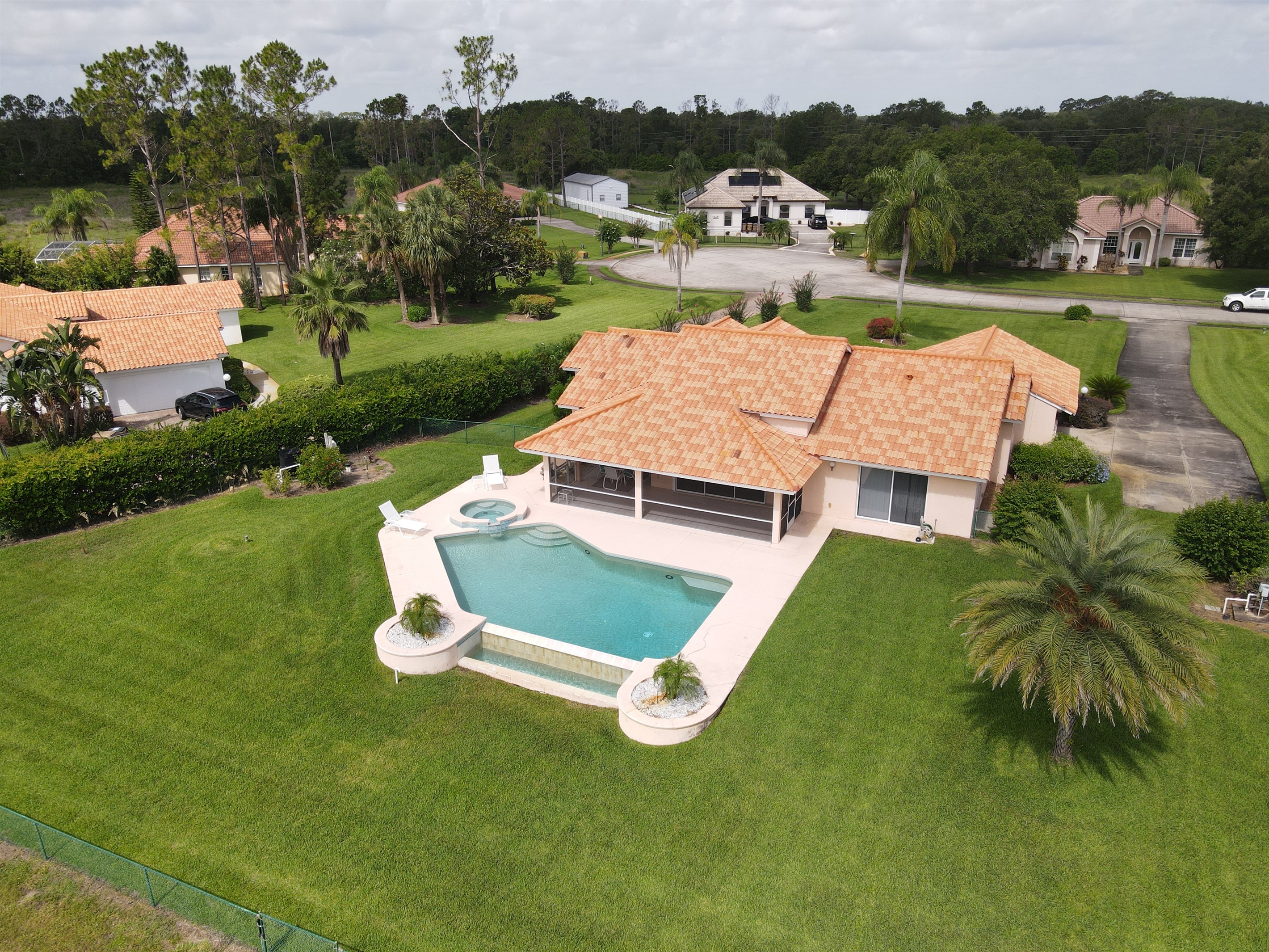 Drone view of backyard