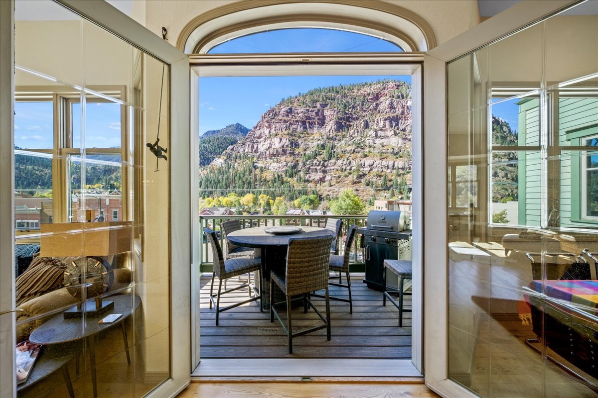 Living room patio overlooking the Main Street