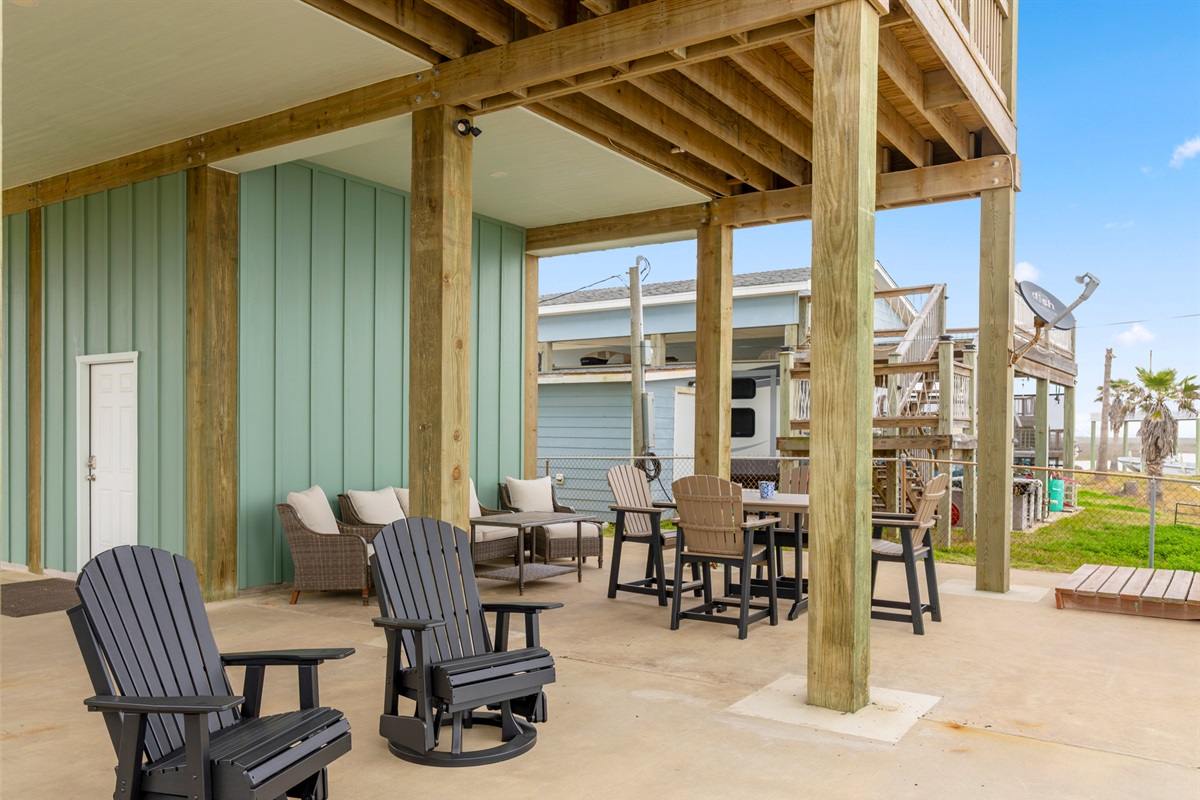 Sitting area under home with ICW/gulf views