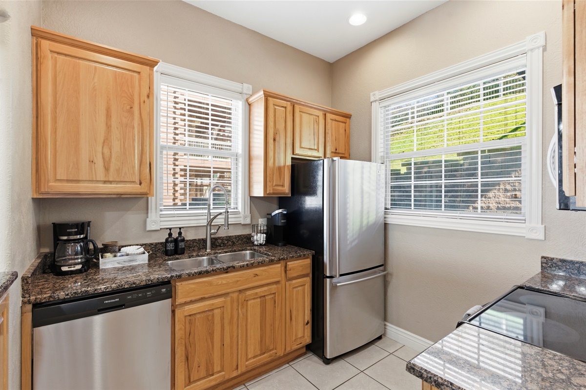 Enjoy the convenience of a full kitchen during your stay.