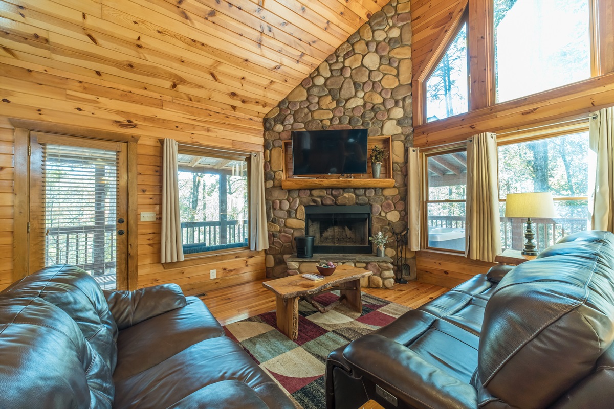 Wood Fireplace and Smart TV